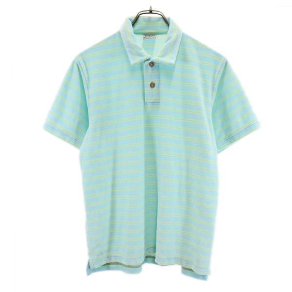 コロンビア アウトドア ボーダー 半袖 ポロシャツ S ブルー系 Columbia メンズ拍卖