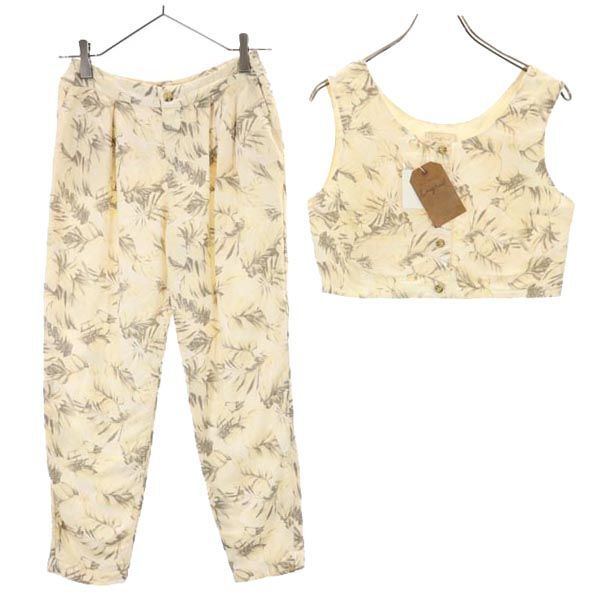 アングリッド リネンブレンド ボタニカル柄 ノースリーブ ブラウス 上下 セットアップ F/S ベージュ Ungrid ビスチェ レディース拍卖