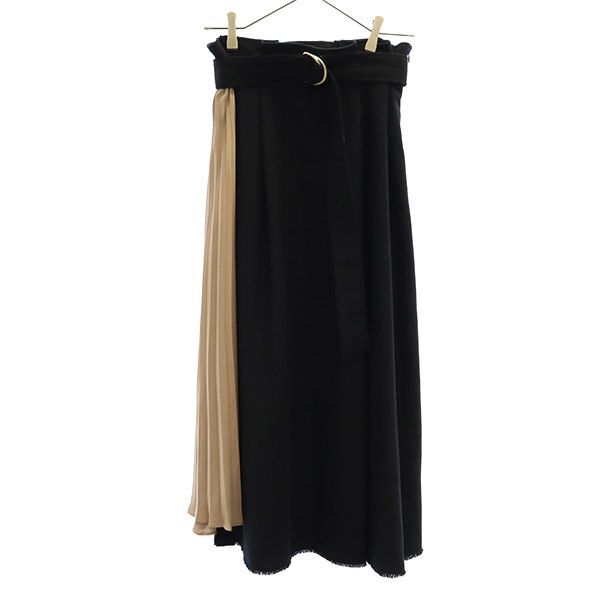 ミラオーウェン 09WFS195150 ロング丈 レイヤード風 プリーツスカート 1 ネイビー Mila Owen レディース拍卖