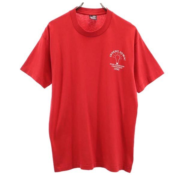 フルーツオブザルーム 90s オールド USA製 半袖 Tシャツ L レッド系 FRUIT OF THE LOOM メンズ拍卖