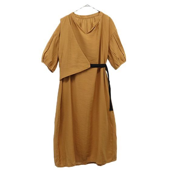 アイテムズ アーバンリサーチ 半袖 ロングワンピース Free ブラウン ITEMS URBAN RESEARCH レディース拍卖
