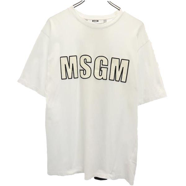 エムエスジーエム イタリア製 プリント 半袖 Tシャツ XS 白 MSGM メンズ拍卖
