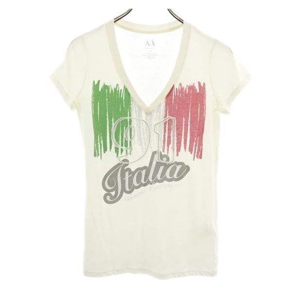 アルマーニエクスチェンジ 半袖 Vネック Tシャツ S ホワイト系 ARMANI EXCHANGE レディース拍卖