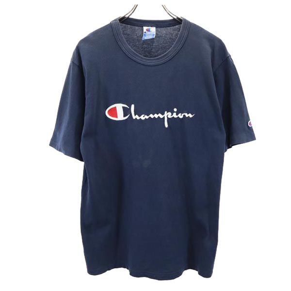 チャンピオン 90s USA製 オールド デカロゴ 半袖 Tシャツ M ネイビー Champion メンズ拍卖