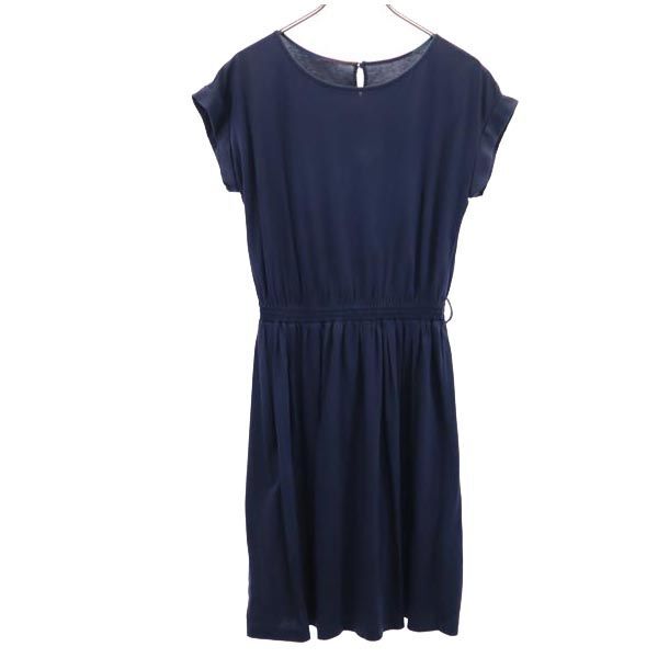 ブルーレーベルクレストブリッジ 三陽商会 半袖 フレンチスリーブ ワンピース 38 ネイビー BLUE LABEL CRESTBRIDGE レディース拍卖