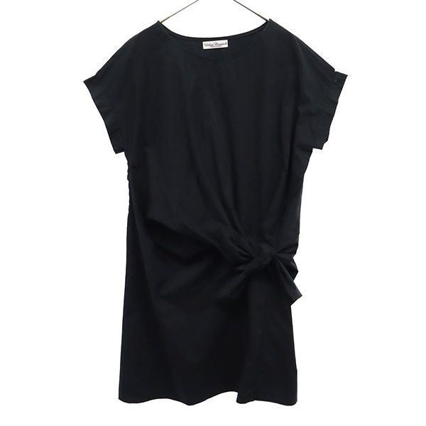 アーバンリサーチ 日本製 半袖 フロントリボン ワンピース FREE ブラック URBAN RESEARCH レディース拍卖