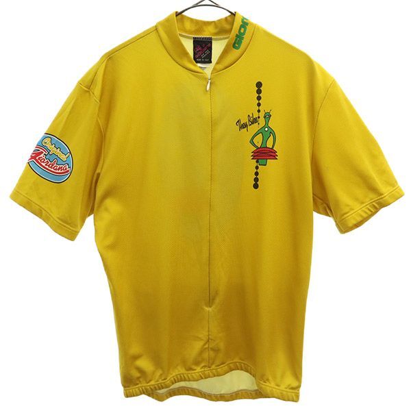 ジョルダーナ イタリア製 プリント サイクリング 半袖 ジャージジャケット イエロー Giordana メンズ拍卖