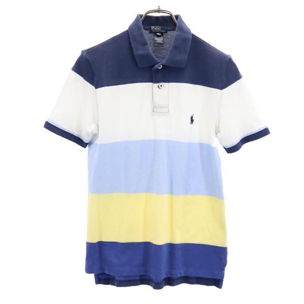 ポロバイラルフローレン ボーダー 半袖 ポロシャツ 150 ブルー系 Polo by Ralph Lauren 鹿の子 キッズ拍卖