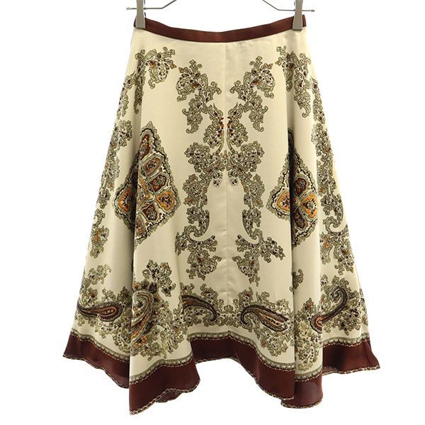 ナノユニバース ペイズリー柄 ミディ丈 フレアスカート 36 ベージュ系 nano universe レディース拍卖
