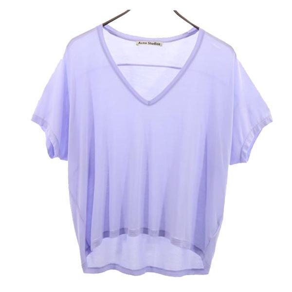 アクネストゥディオズ 半袖 Vネック Tシャツ XS パープル系 ACNE STUDIOS ドルマンスリーブ レディース拍卖