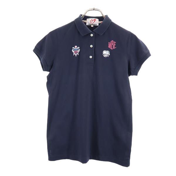マスターバニーエディション 日本製 ワンポイントワッペン ゴルフ 半袖 ポロシャツ 1 ネイビー MASTER BUNNY EDITION レディース拍卖
