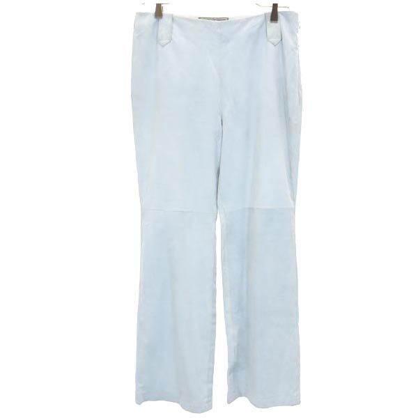 サルヴァトーレフェラガモ イタリア製 ロングパンツ US10 ブルー系 Salvatore Ferragamo サイドジップ レディース拍卖