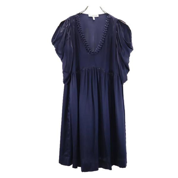 シーバイクロエ シルクブレンド ワンピース USA2 ネイビー×ブルー×ホワイト SEE BY CHLOE レディース拍卖