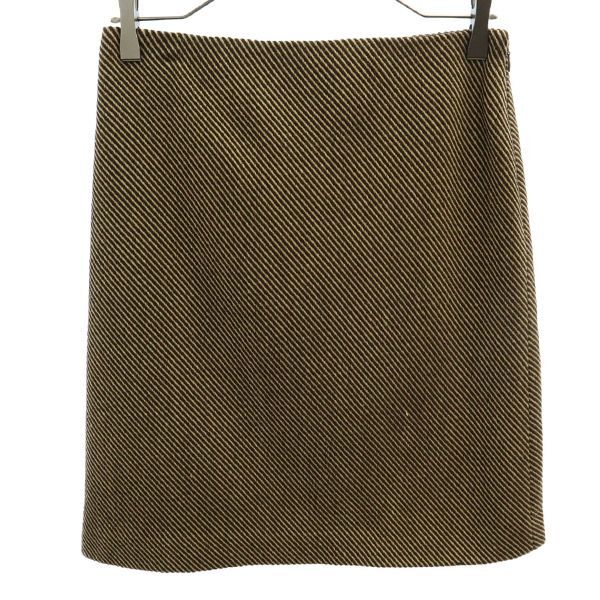 ラルフローレン 日本製 ウールブレンド ストライプ ミニ丈 スカート 9 ブラウン系 RALPH LAUREN レディース拍卖