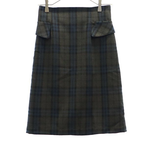 アナザーエディションユナイテッドアローズ ミディ丈 スカート M グレー×ネイビー Another Edition UNITED ARROWS レディース拍卖