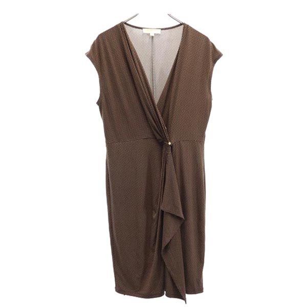 マイケルコース 総柄 半袖 フレンチスリーブ ワンピース XL ブラウン系 Michael Kors レディース拍卖