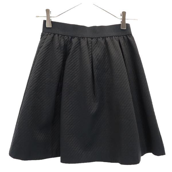 バーバリーブルーレーベル 日本製 三陽商会 ミニ丈 ギャザースカート 36 ブラック系 BURBERRY BLUE LABEL バックジップ レディース拍卖