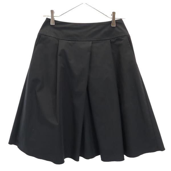 フォクシーニューヨーク 日本製 ミニ丈 ギャザースカート 38 ブラック系 FOXEY NEW YORK バックジップ レディース拍卖