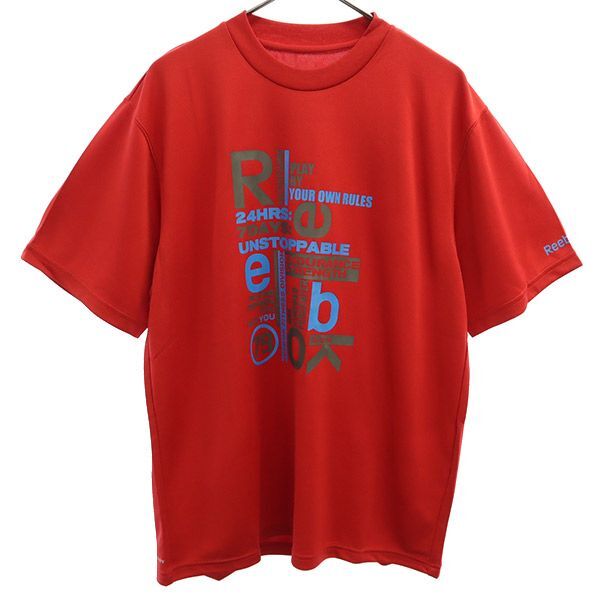 未使用 リーボック プリント トレーニング 半袖 Tシャツ S レッド Reebok スポーツ ウォームアップ メンズ拍卖