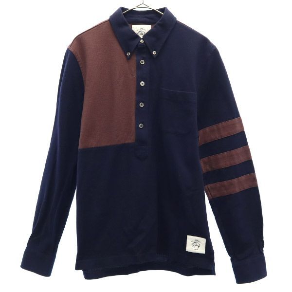 ブルックスブラザーズ ブラックフリース 長袖 ポロシャツ BB1 ネイビー×パープル Brooks Brothers BLACK FLEECE メンズ拍卖