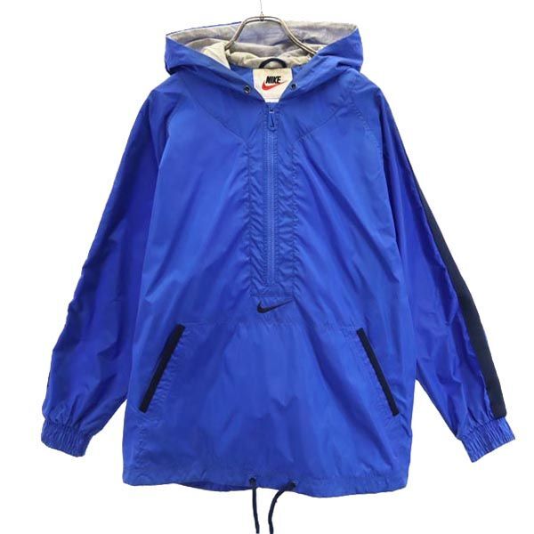 ナイキ 90s 00s 白タグ オールド ヴィンテージ 長袖 ハーフジップ アノラックパーカー M ブルー系 NIKE メンズ拍卖