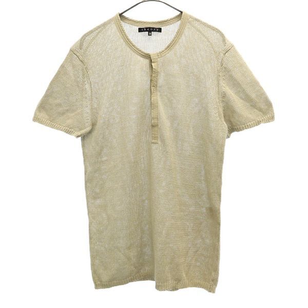 セオリー リネン 半袖 ハーフボタン ニット 38 ベージュ theory セーター レディース拍卖
