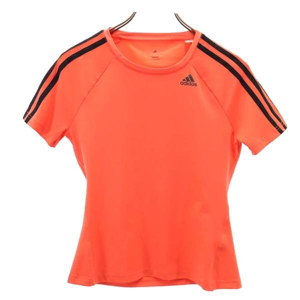 アディダス ロゴ トレーニング 半袖 Tシャツ M オレンジ系 adidas 3ライン レディース拍卖