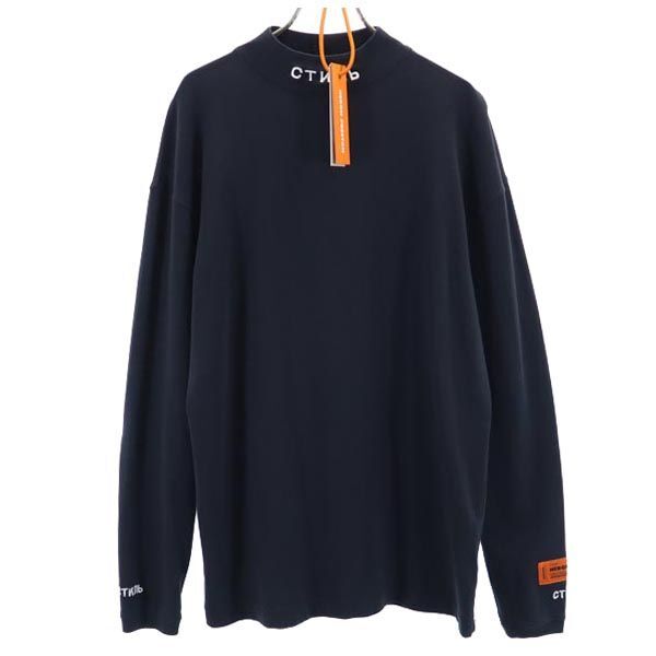 ヘロンプレストン 未使用 ロゴ刺繍 長袖 Tシャツ XXS ブラック HERON PRESTON ロンT メンズ拍卖