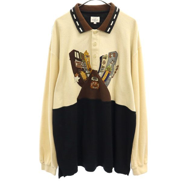 カステルバジャック スポーツ ワッペン 長袖 ポロシャツ 4 ベージュ CASTELBAJAC SPORT 鹿の子地 メンズ拍卖