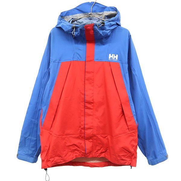 ヘリーハンセン 切替 ナイロン マウンテンパーカー L レッド×ブルー HELLY HANSEN アウトドア ジャケット メンズ拍卖