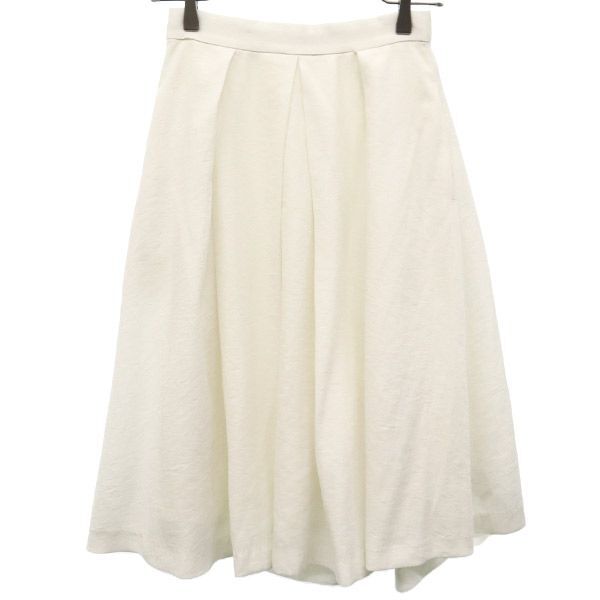 フレイアイディー 日本製 リネン ミディ丈 フレアスカート 0 ホワイト FRAY I.D バックジップ レディース拍卖