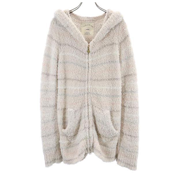 ジェラートピケ ボーダー 長袖 ふわもこ ルームウェア F ベージュ系 gelato pique ジップパーカー レディース拍卖