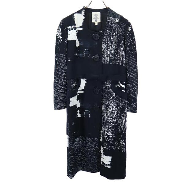 MODE SALON DE NOBUO NAKAMURA 総柄 長袖 ワンピース 11月13日 黒×白 MODE SALON DE NOBUO NAKAMURA リボン レディース拍卖