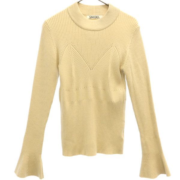 スナイデル 長袖 リブニット フレアスリーブ カットソー F ベージュ SNIDEL レディース拍卖