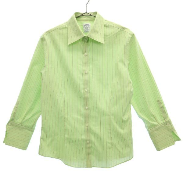 ブルックスブラザーズ ストライプ 長袖 シャツ 2 グリーン Brooks Brothers レディース拍卖
