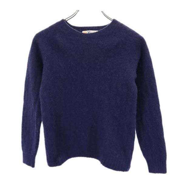 ローレンスジェイスミス 英国製 ウール 長袖 ニット 36 ネイビー Laurence J Smith セーター レディース拍卖