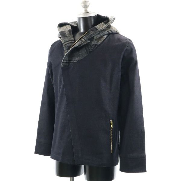 新品 エイチビー ジプシー ライダースジャケット L 黒 HB ショールカラー フード デニム ジャケット メンズ拍卖