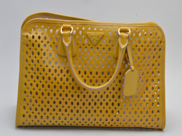 プラダ PRADA トートバッグ/ハンド SAFFIANO VERNICE CIPRIA メッシュ イエロー ゴールド 208 レディース su_p e_u F-YA814拍卖