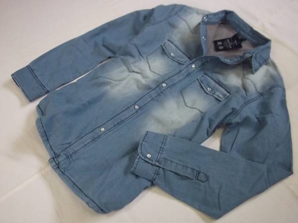 【新品 / 即戦力】 デニム裏フリース シャツ■LL/青■厚手の総裏付き仕様■裏ボア/訳ありOUTLET拍卖