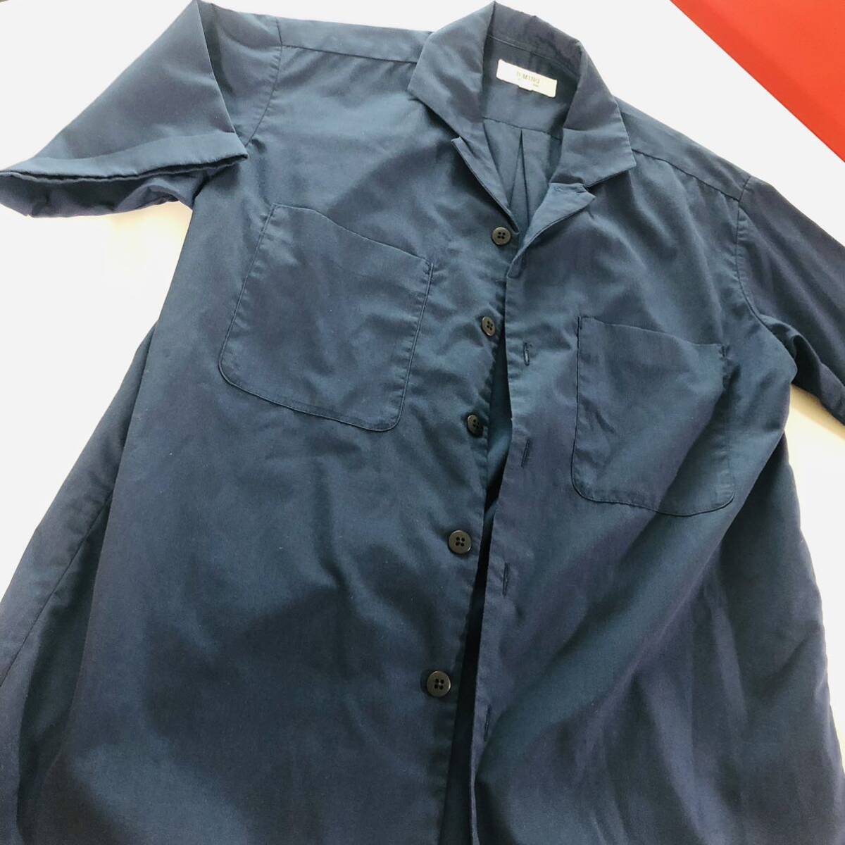 ◆◆◆ビーミングBMING メンズ半袖シャツ 極美品 ビームス ネイビー 未使用に近い アロハ オープンカラー拍卖