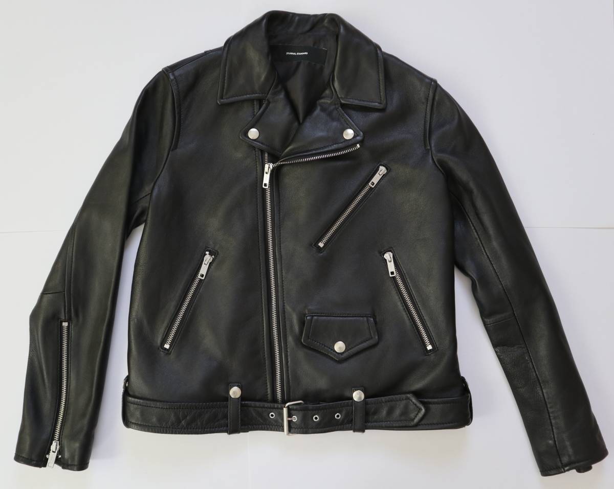 JORNAL STANDARD ジャーナルスタンダード シープスキン ダブルライダースジャケット サイズS レディース用 羊革ライダース ブラック拍卖