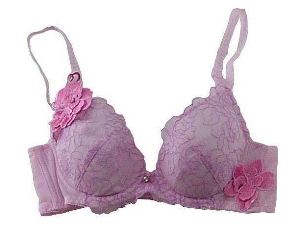 SI4699-30◇ 新品 レディース インナー ブラジャー 谷間飾り 花柄刺繍レース 洗濯可 肩ひも調節可 A70サイズ パステルライラック 送料350円拍卖