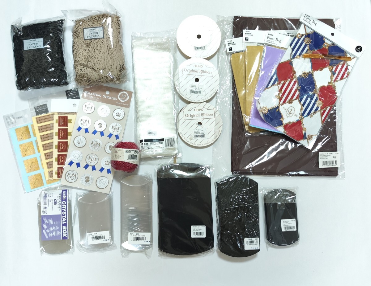 ラッピング用品 まとめて サテンリボン ピローボックス ギフトボックス 紙パッキン ラッピングバッグ プレゼント シール シモジマ 大量拍卖