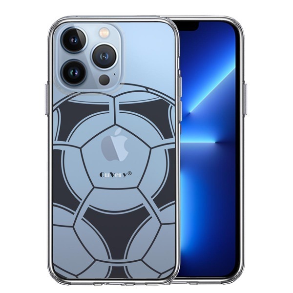 iPhone13Pro ケース クリアサッカーボール I Love Soccer スマホケース 側面ソフト 背面ハード ハイブリッド拍卖