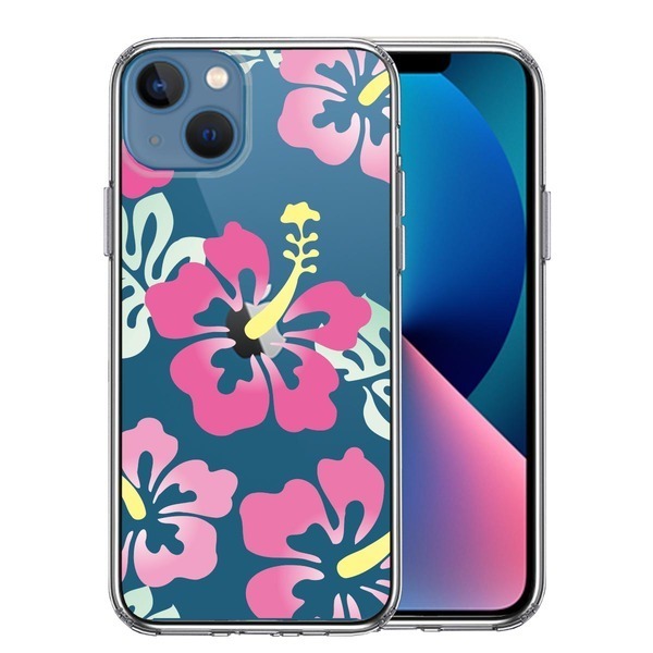 iPhone13mini ケース クリアハイビスカス ピンク スマホケース 側面ソフト 背面ハード ハイブリッド拍卖