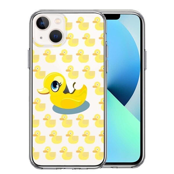 iPhone13mini ケース クリアアヒルちゃん あひる イエロー スマホケース 側面ソフト 背面ハード ハイブリッド拍卖
