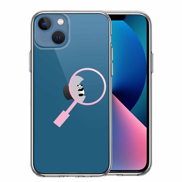 iPhone13mini ケース クリア よく見たら パンダ 抱きついてた! スマホケース 側面ソフト 背面ハード ハイブリッド拍卖