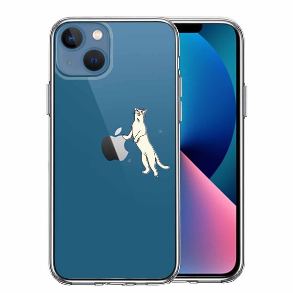 iPhone13mini ケース クリアにゃんこ 猫 ねこ スマホケース 側面ソフト 背面ハード ハイブリッド拍卖
