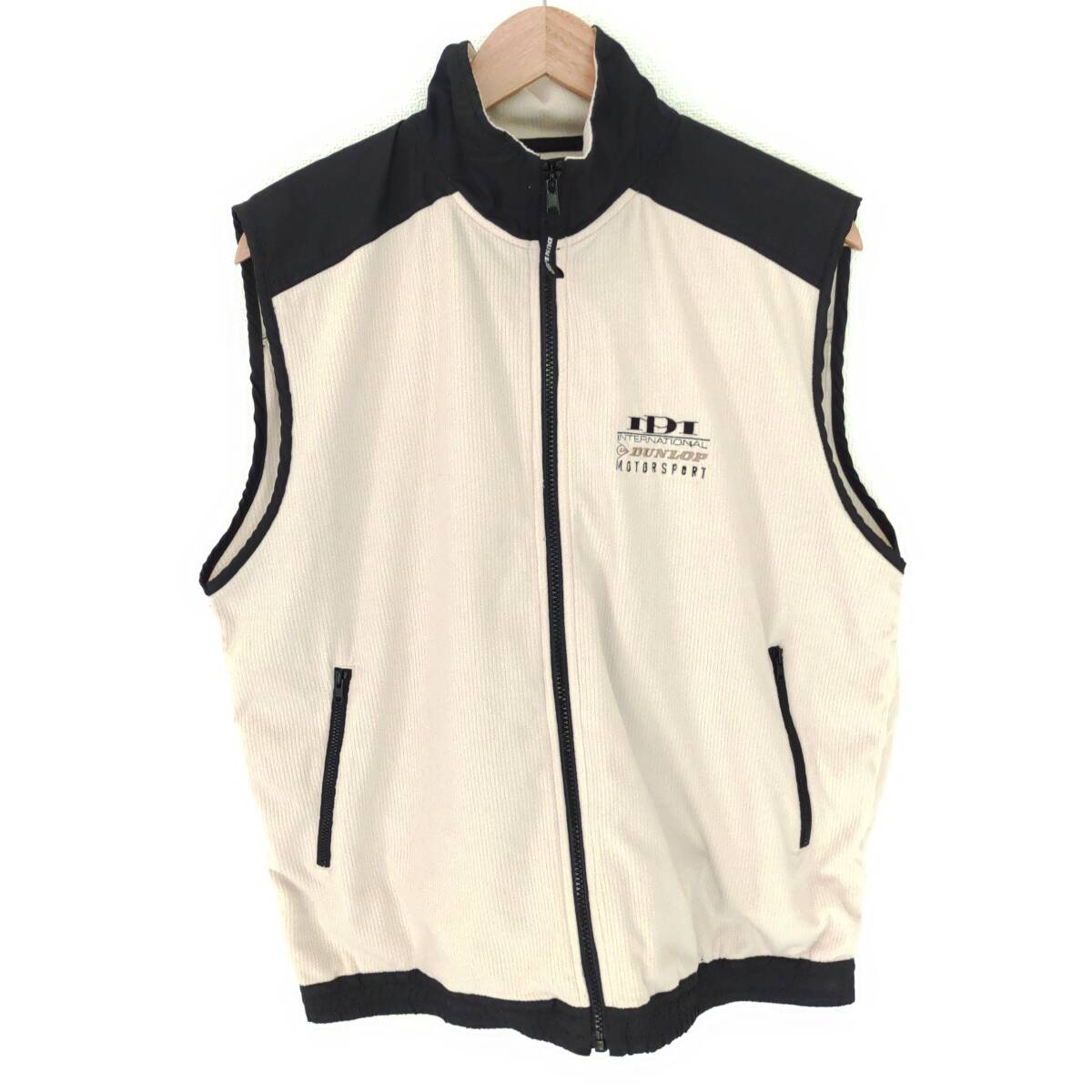 秋冬のレイヤードスタイルに◎【DUNLOP MOTORSPORT】ダンロップ フリース ベスト スタンドカラー アイボリー 紳士 メンズ サイズL/Y13438DD拍卖