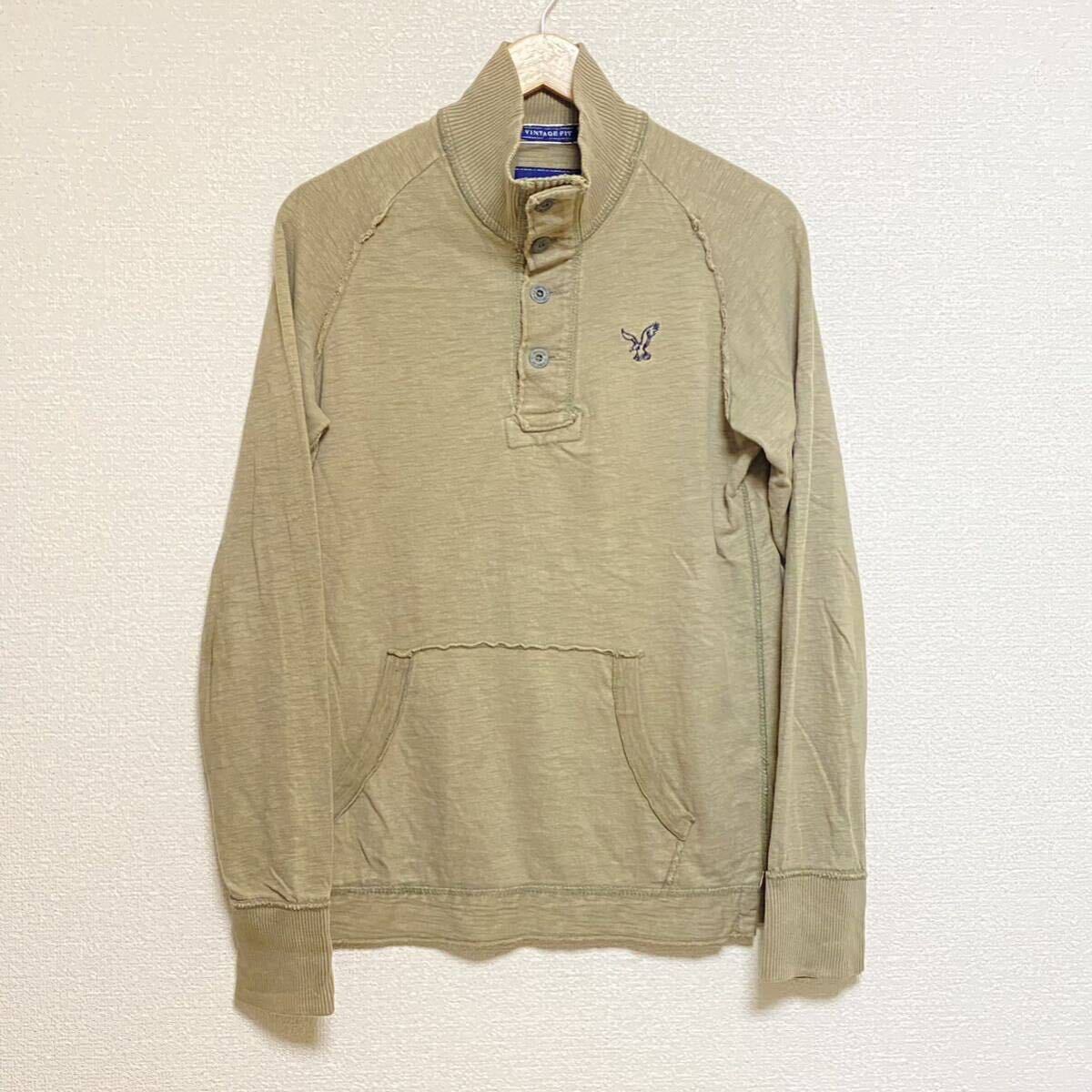 アメカジ好きに◎【AMERICAN EAGLE】アメリカンイーグル 長袖 トップス ハーフボタン コットン 古着 薄手 メンズ サイズM/Y14569vv拍卖